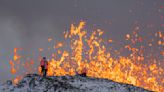 A volcano erupts in southwestern Iceland and spews magma in a spectacular show of Earth's power