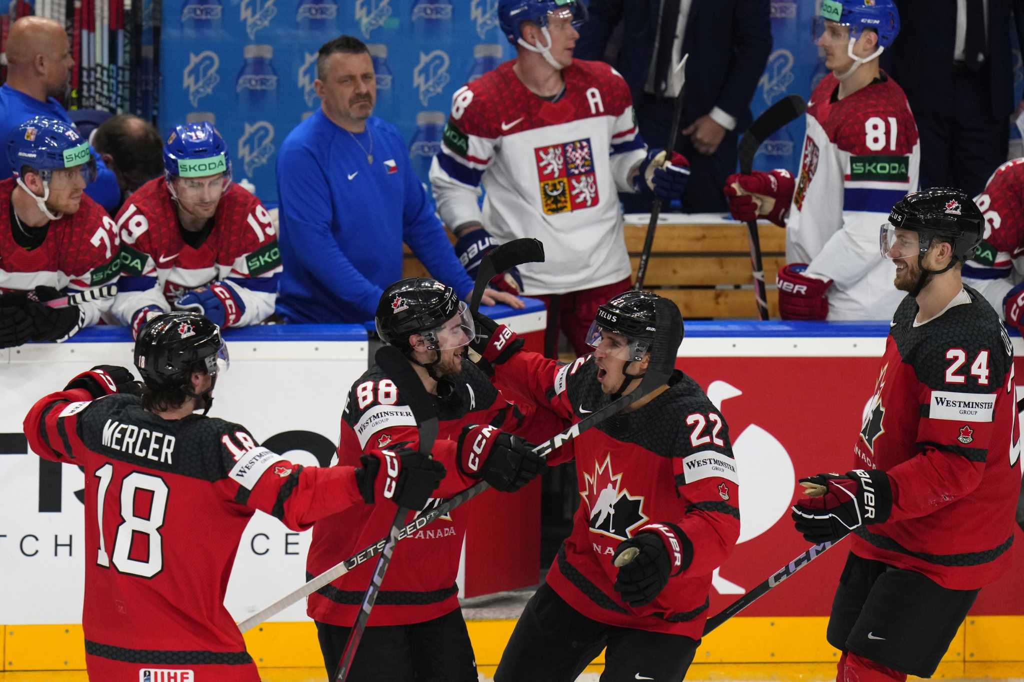 Canada beats Czech Republic 4-3 in OT at men's hockey world championship, US tops Latvia 6-3