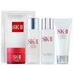 *SK-II 青春露30ml+亮采化妝水30ml+全效活膚潔面乳20g+致臻肌活能量活膚霜15g+青春敷面膜*1片+化妝包-隨機(全新改版/正統公司貨)