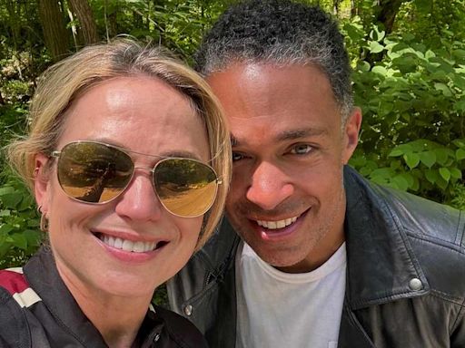 Amy Robach Recalls T.J. Holmes Getting Caught in ‘Flash Flood' on Motorcycle: 'I Never Took My Eyes Off You'