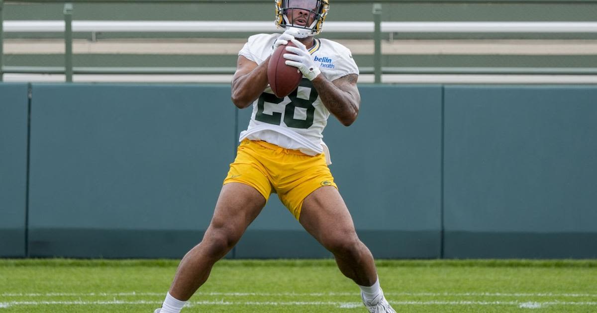 AJ Dillon 'happy to be here' as he works to stand out in Packers' crowded backfield
