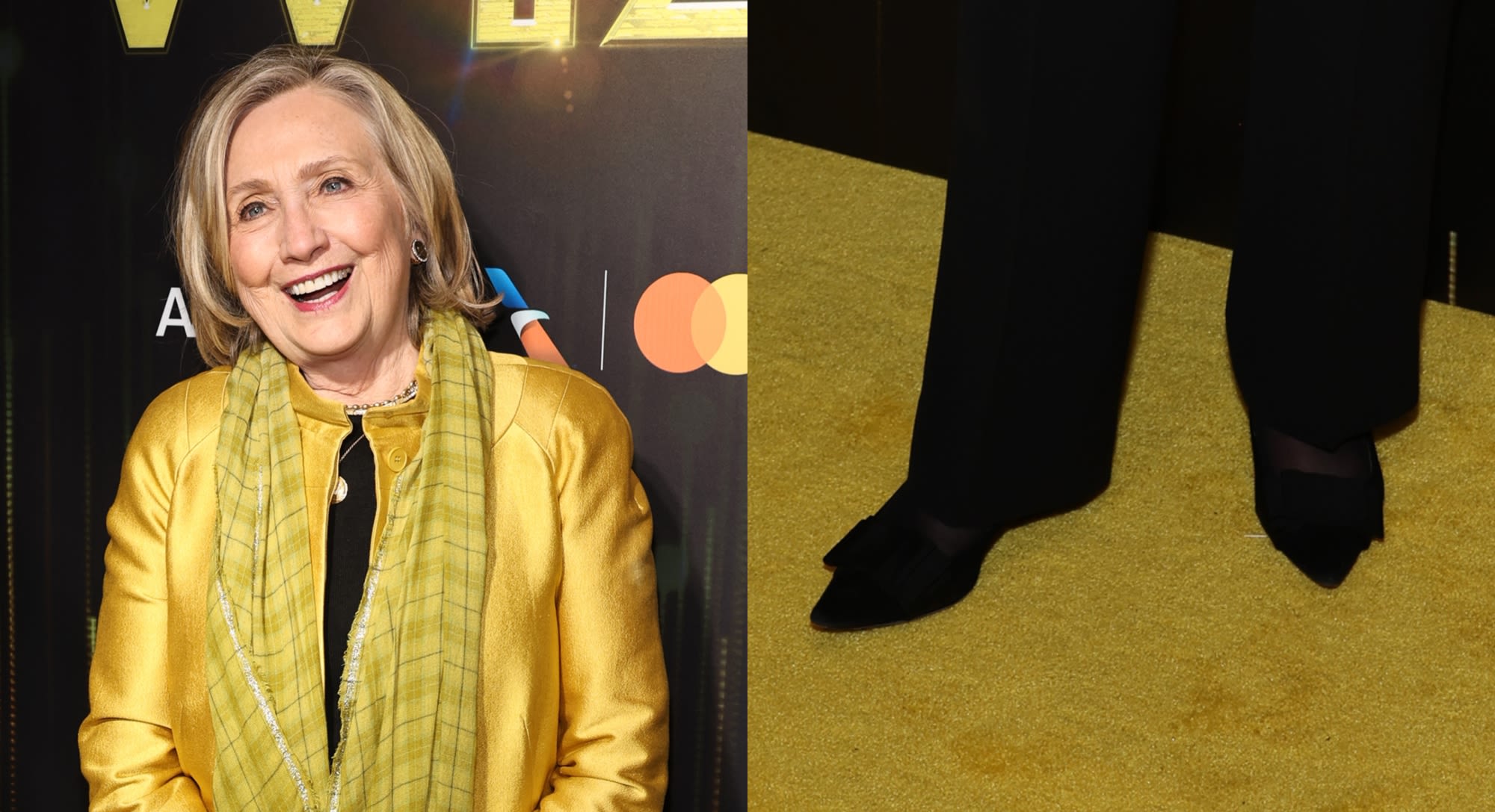 Hillary Clinton Pops in Bow-Embellished Shoes for ‘The Wiz’ Opening Night