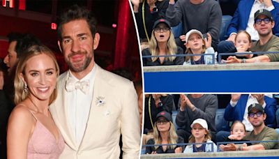 Emily Blunt and husband John Krasinski make rare appearance with two daughters at US Open