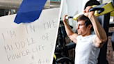 Man leaves 'be patient' note to reserve gym equipment and people are outraged