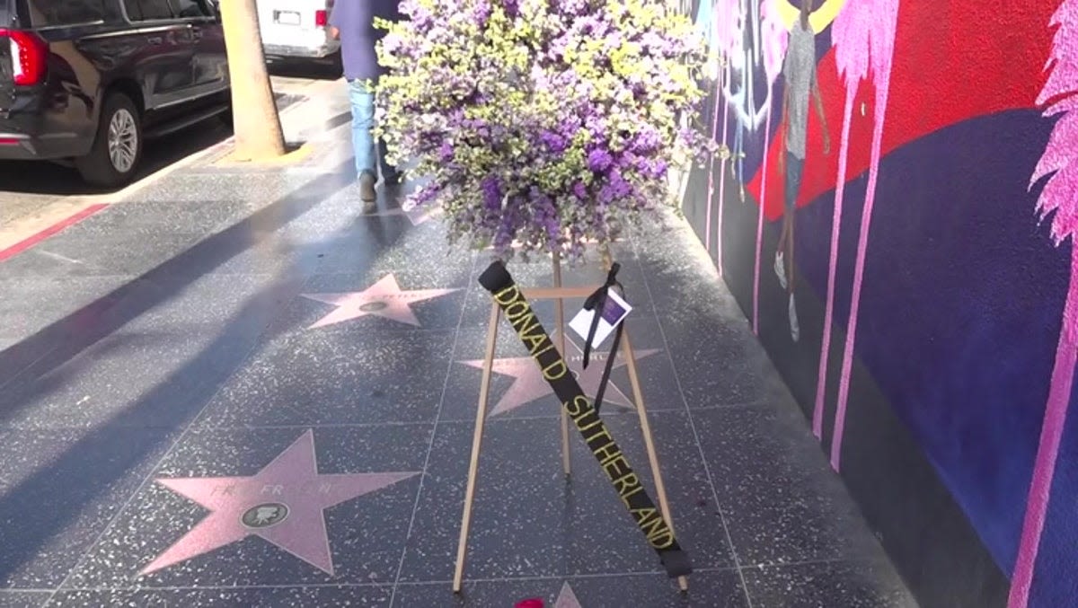 Wreath laid in honour of Donald Sutherland on Hollywood Walk of Fame after actor’s death