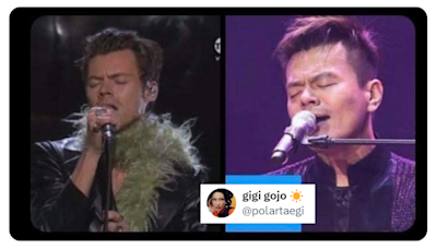 閉眼唱歌時，與JYP朴軫永撞臉的英國歌手Harry Styles！從來沒有人想過把這兩人放在一起