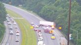 I-64 West lane closed due to injury crash involving a jackknifed semi-truck in southern Indiana