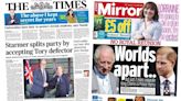 Newspaper headlines: 'Starmer splits party' and 'no Royal reunion'