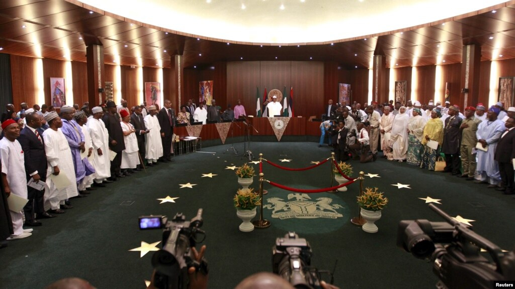 ... Buhari swore 36 ministers into his cabinet, five months after his