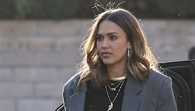 Jessica Alba looks stylish as she and husband Cash Warren attend a dinner with LA Mayor Karen Bass