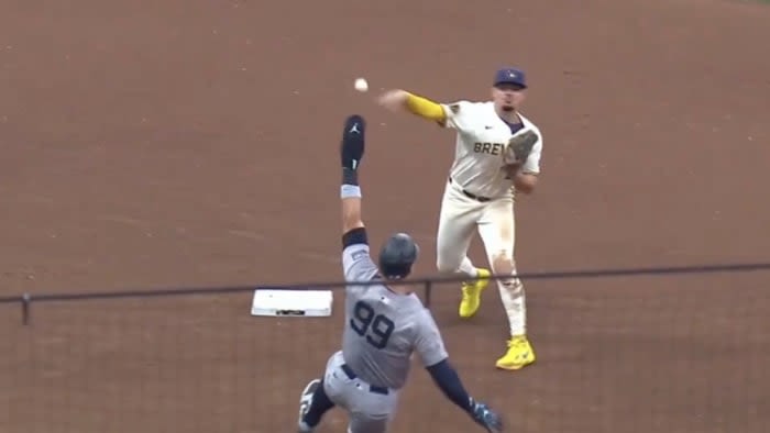 Aaron Judge Defends His Controversial Defensive Slide vs Brewers