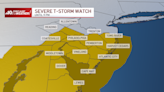 Severe thunderstorm watch: Del., Pa., NJ .could see gusty winds, hail, lightning