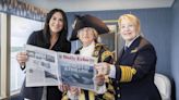 Cruise ship passengers handed copies of the Echo as they embark for maiden voyage