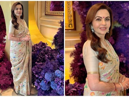 Nita Ambani shines in ivory saree adorned with intricate floral embroidery and luxurious jewels at Paris Olympics 2024