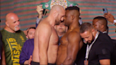 Video: Tyson Fury leans into Francis Ngannou during spirited final faceoff at weigh-ins