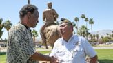 Palm Springs officials: Frank Bogert statue removal on hold because of protesters at site