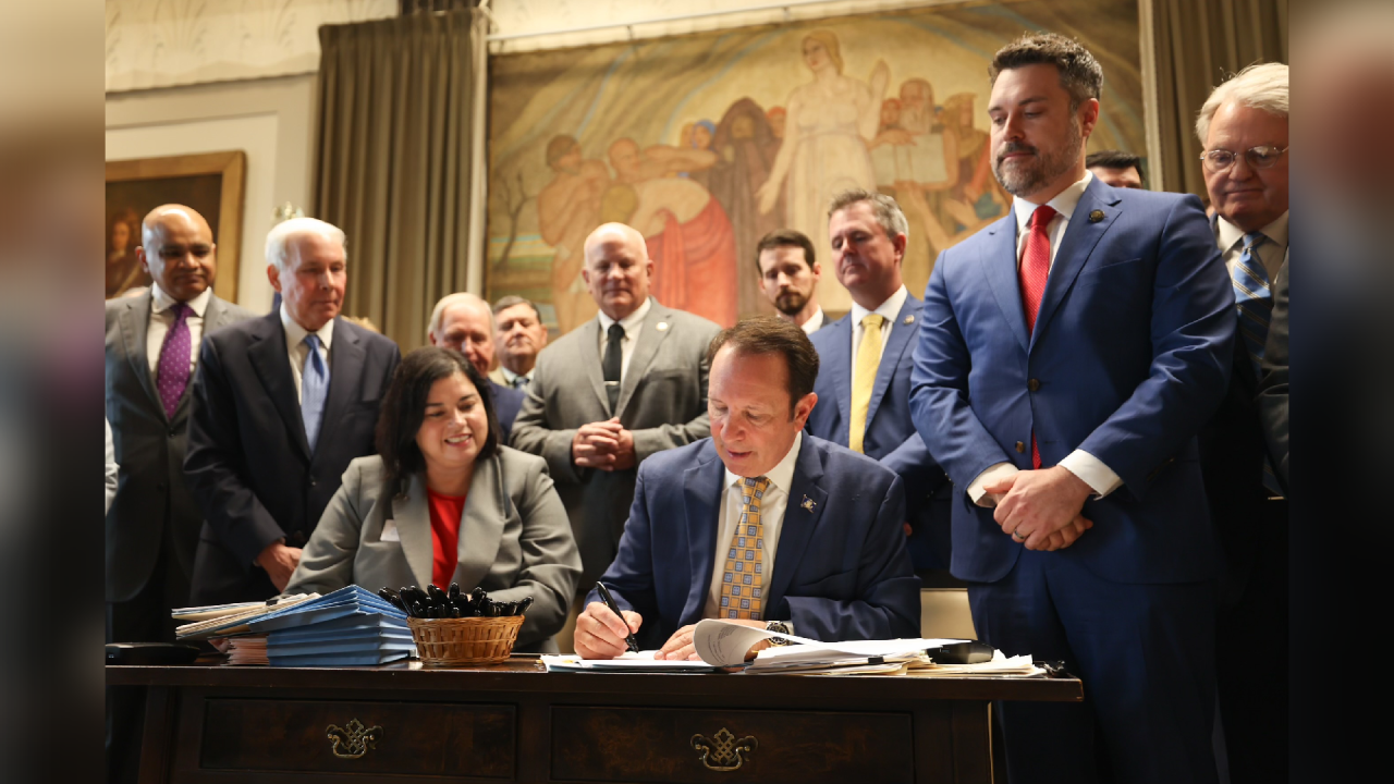 Louisiana Gov. Jeff Landry signs insurance bills at ceremony