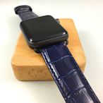 Apple Watch 專用 代用錶帶 深寶藍 真牛皮  ㊣ 壓鱷魚大格紋 質感加到破錶 38mm  42mm