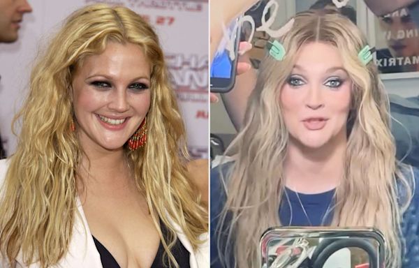 Drew Barrymore Recreates Her 2003 “Charlie’s Angels” Premiere Look, Crimped Blonde Hair and All!