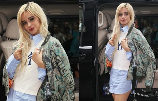 Camila Cabello Layers Up in Mowalola Shirtdress and Bomber Jacket for London Album Signing