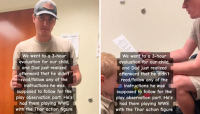 Dad's parenting "fail" at son's evaluation has internet in stitches