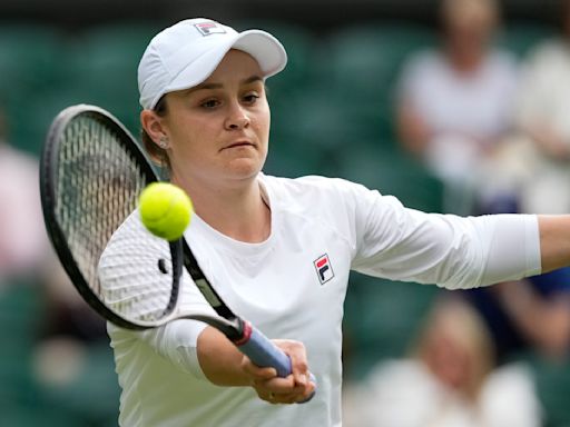 Ash Barty plays exhibition doubles match at Wimbledon but happy to stay retired