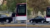 “¡Bájate, conch...! ¡Trata de chocarme!”: taxista chorizo desafió a chofer de bus Red y terminó con auto arrastrado