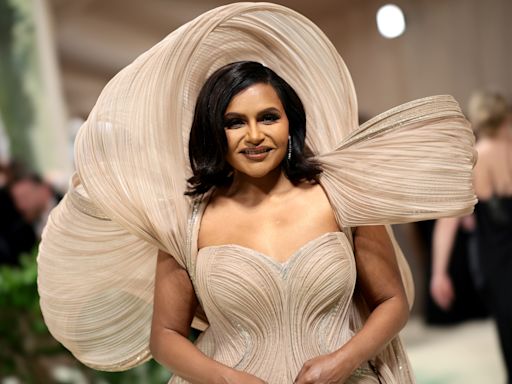 Mindy Kaling Hits Met Gala Red Carpet in Bold Gaurav Gupta Gown