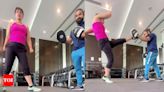 Hina Khan practices kick-boxing amidst breast cancer treatment; writes ‘Will it to win it, one step at a time’ - Times of India