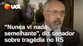 Chuvas no RS: Senador se emociona ao relatar resgates: Tiveram que optar se salvavam pais ou filhos