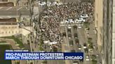 Pro-Palestinian protesters march through streets in the Loop, demand ceasefire in Gaza