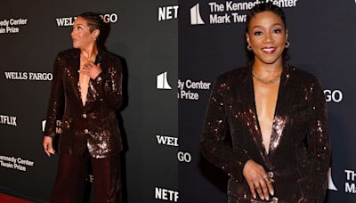 Tiffany Haddish Sparkles in Sequined Retrofête Power Suit at the Mark Twain Prize for American Humor