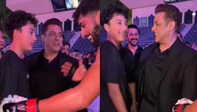 Salman Khan proudly introduces Sanjay Dutt’s son Shahraan at a karate event in Dubai, video goes viral