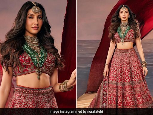 Nora Fatehi In A Red Embroidered JJ Valaya Lehenga Could Easily Make For An Ethereal Traditional Bride