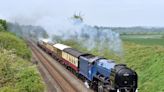 Watch as classic Blue Peter locomotive steams on a giant loop around Shropshire