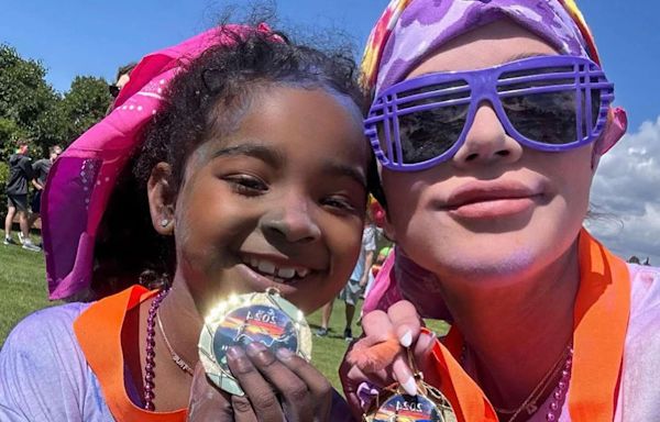 Khloé Kardashian and Her Kids True and Tatum Complete Color Run Together