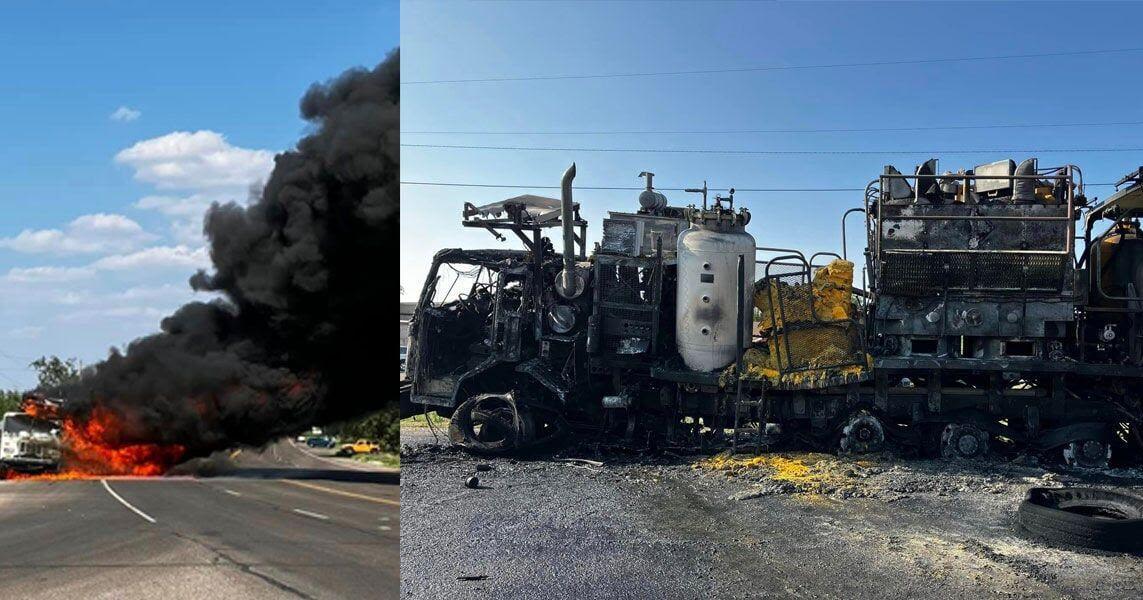 Paving truck fire causes complete loss on West Highway 90