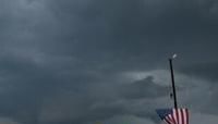 ...Donald Trump await his speech under the threat of a storm at a campaign rally in Wilmington, North Carolina, on April 20, 2024. The event was eventually called off because of weather