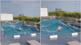 強震驚悚影片｜飯店頂樓泳池變海波浪 泳客被劇烈擺盪「宛如海盜船」