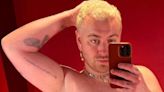 Sam Smith shows off their tattoos as they go shirtless for a racy mirror selfie in New York