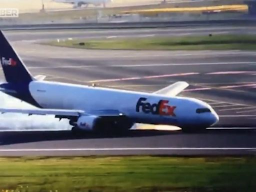 Watch: Boeing plane skids on runway as landing gear fails