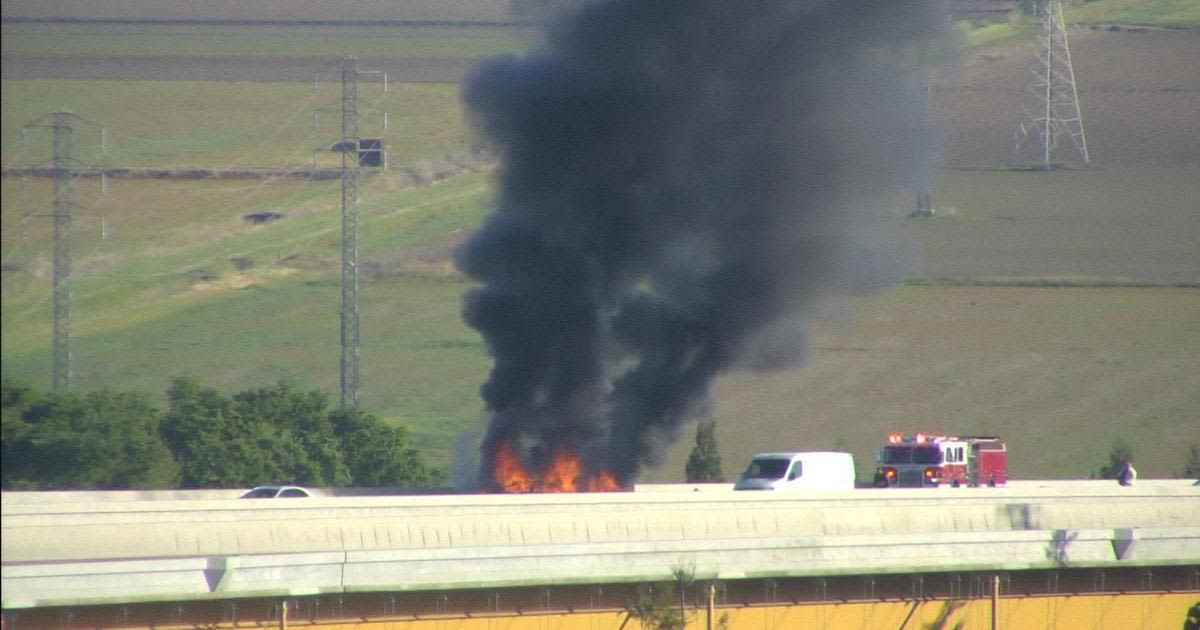 VIDEO: Vehicle catches fire on I-80 bridge into West Sacramento