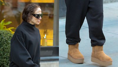 Jennifer Lopez Dresses for Comfort in Platform Uggs