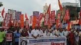 Left parties march for Palestine in Kolkata, stopped by police