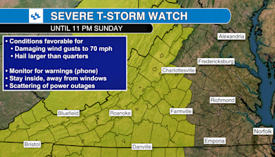 Update: Severe Thunderstorm Watch until midnight