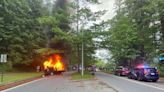 Driver pulled from fiery vehicle after hitting tree in Bellingham