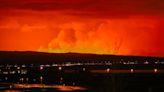 Huge volcano erupts again in Iceland spewing bright orange lava into the air