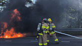 Firefighters battle vehicle fire on I-95 North in Chesterfield