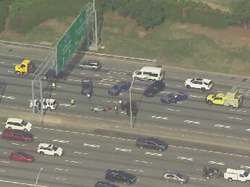 Motorcycle crashes into car during police chase on I-75 in Atlanta, GSP says