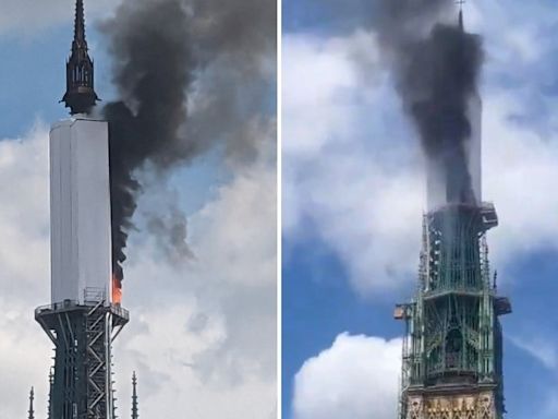 Video: incendio en la catedral de Notre Dame de Rouen en Francia